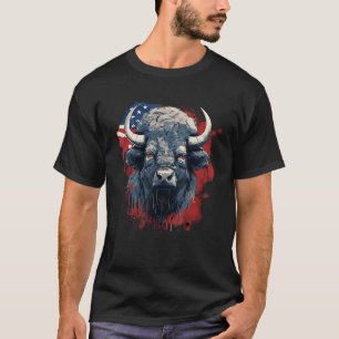 Vintage amerikanische Flagge Bison Buffalo Animal T-Shirt
