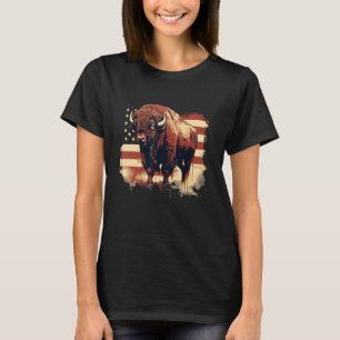 Vintage amerikanische Flagge Bison Buffalo Animal T-Shirt