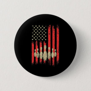 Vintage-Amerikanische-Flagge-Bowlingpins Patriotic Button