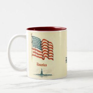Vintage amerikanische Flagge Dankbarkeit Kaffee Ta Zweifarbige Tasse