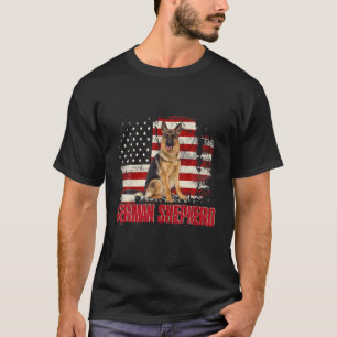 Vintage amerikanische Flagge Deutscher Schäferhund T-Shirt