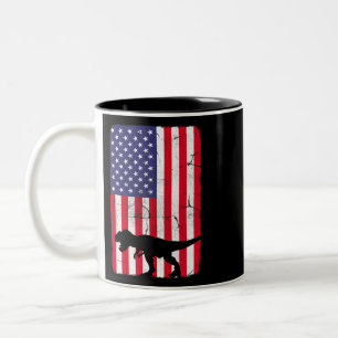 Vintage amerikanische Flagge Dinosaur 4. Juli Patr Zweifarbige Tasse