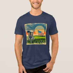 Vintage-amerikanische Flagge Disc Golf Vintage-Son Tri-Blend Shirt