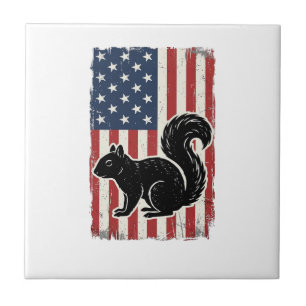 Vintage Amerikanische Flagge Eichhörnchen Patrioti Fliese