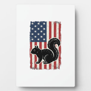 Vintage Amerikanische Flagge Eichhörnchen Patrioti Fotoplatte