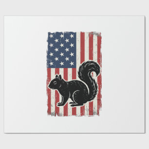 Vintage Amerikanische Flagge Eichhörnchen Patrioti Geschenkpapier