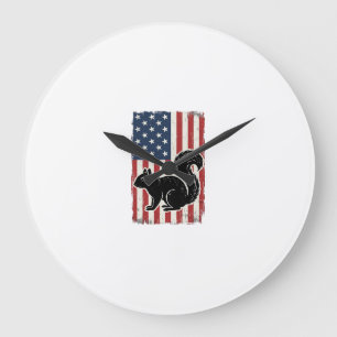 Vintage Amerikanische Flagge Eichhörnchen Patrioti Große Wanduhr