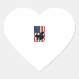 Vintage Amerikanische Flagge Eichhörnchen Patrioti Herz-Aufkleber