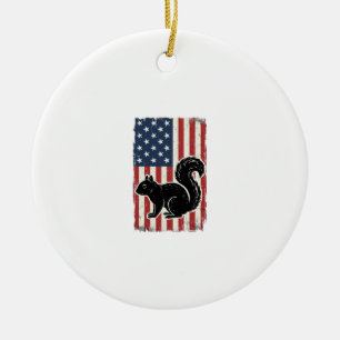 Vintage Amerikanische Flagge Eichhörnchen Patrioti Keramik Ornament