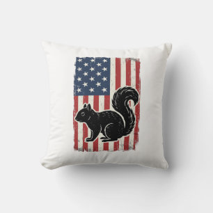 Vintage Amerikanische Flagge Eichhörnchen Patrioti Kissen