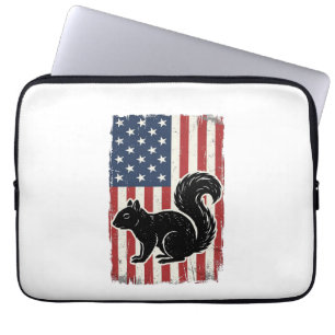 Vintage Amerikanische Flagge Eichhörnchen Patrioti Laptopschutzhülle