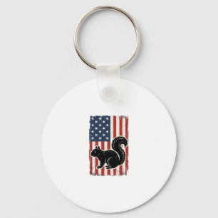 Vintage Amerikanische Flagge Eichhörnchen Patrioti Schlüsselanhänger