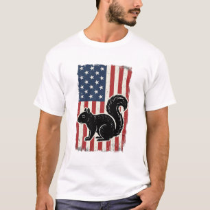 Vintage Amerikanische Flagge Eichhörnchen Patrioti T-Shirt
