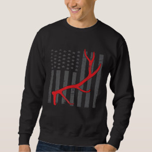 Vintage Amerikanische Flagge Elch Jagd Lustig Usa Sweatshirt