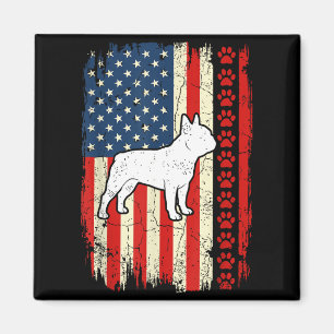 Vintage-amerikanische-Flagge-französische-Bulldogg Magnet