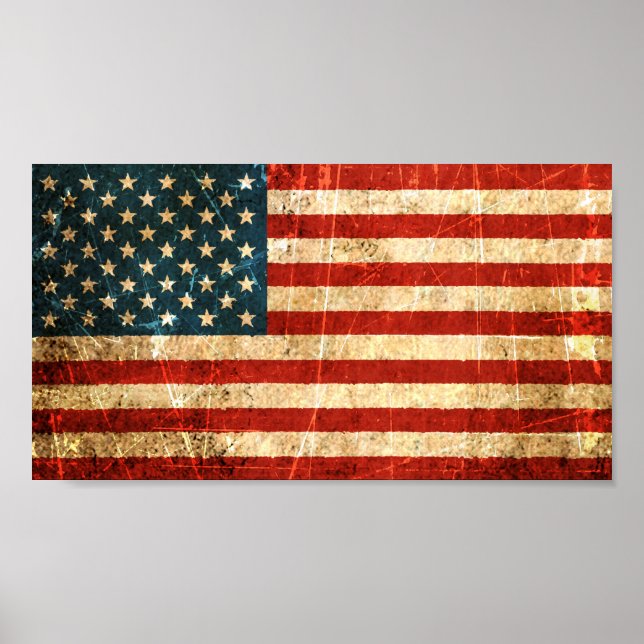 Vintage amerikanische Flagge gekratzt und abgetrag Poster (Vorne)