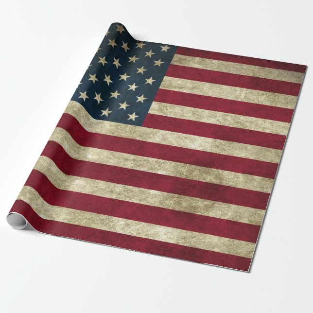 Vintage amerikanische Flagge Geschenkpapier (Ungerollt)