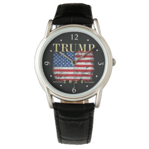 Vintage amerikanische Flagge Gold Trump 2024 Armbanduhr