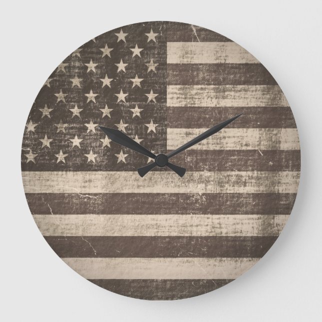 Vintage amerikanische Flagge Große Wanduhr (Vorderseite)