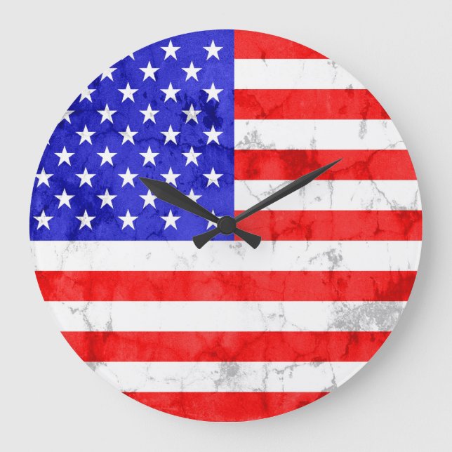 Vintage amerikanische Flagge Große Wanduhr (Vorderseite)