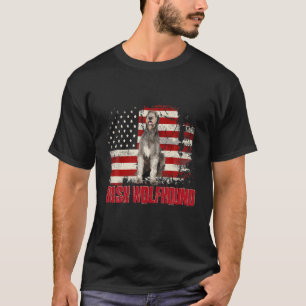 Vintage-Amerikanische-Flagge-Irischer-Wolfshund-Hu T-Shirt