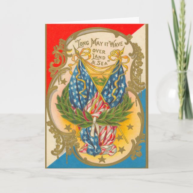 Vintage amerikanische Flagge Karte (Vorderseite)