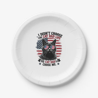 Vintage-amerikanische Flagge Katze Papa Vatertag K Pappteller