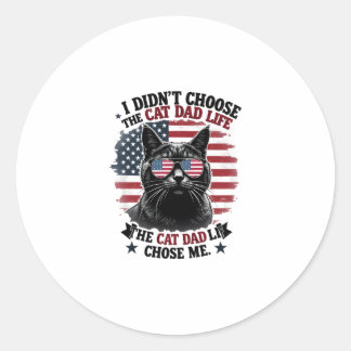 Vintage-Amerikanische-Flagge-Katze-Vater-Frühjahrs Runder Aufkleber