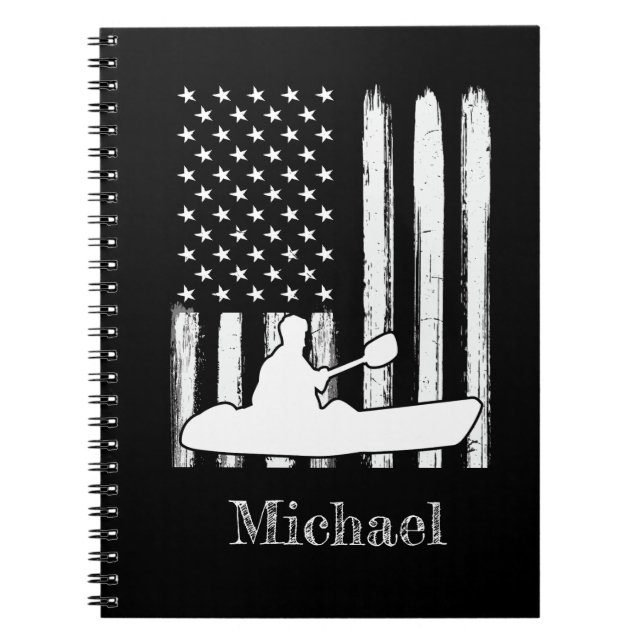 Vintage amerikanische Flagge Kayak Notizblock (Vorderseite)