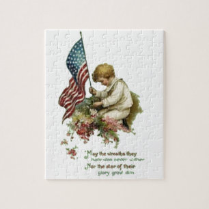 Vintage-amerikanische Flagge kleiner Junge Puzzle