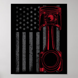 Vintage-Amerikanische-Flagge-Kolben-Lustiges-Muscl Poster