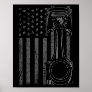 Vintage amerikanische Flagge Kolben Lustiges Muscl Poster
