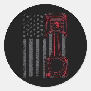 Vintage Amerikanische Flagge Kolben Lustiges Muscl Runder Aufkleber