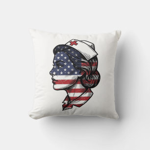 Vintage-amerikanische-Flagge-Krankenschwester-Prof Kissen