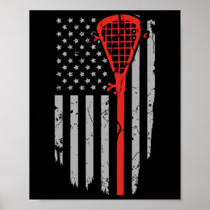 Vintage-Amerikanische-Flagge-Lacrosse-Jugendbeklei Poster