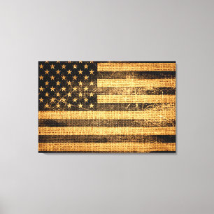 Vintage amerikanische Flagge Leinen Jute Rustikal Leinwanddruck