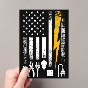 Vintage amerikanische Flagge Lineman Elektriker We Acryleinladungen