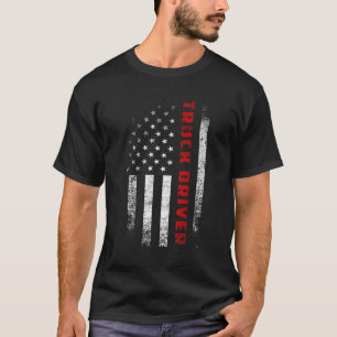 Vintage-Amerikanische-Flagge-LKW-Fahrer-Bekleidung T-Shirt