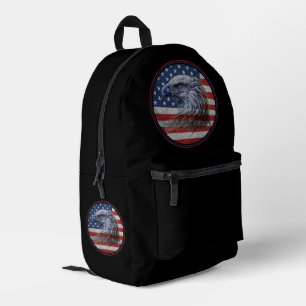 Vintage Amerikanische Flagge mit Adler im Distress Bedruckter Rucksack