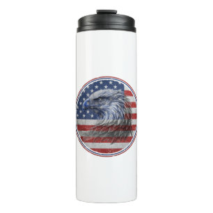 Vintage-amerikanische Flagge mit Adler im Distress Thermosbecher
