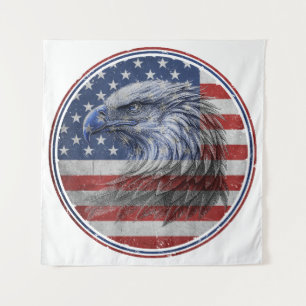 Vintage-amerikanische Flagge mit Adler im Distress Wandteppich