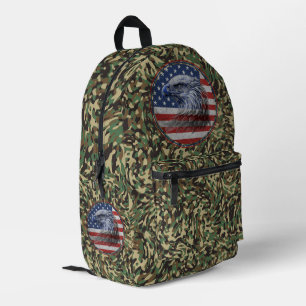 Vintage-amerikanische Flagge mit Adler-Tarnmuster  Bedruckter Rucksack