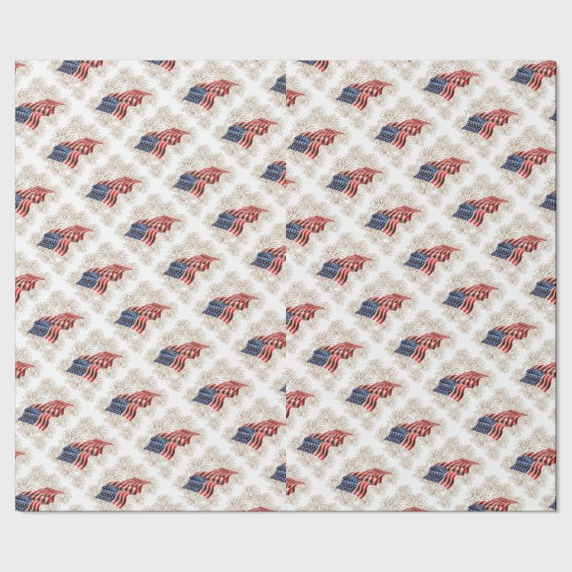 Vintage amerikanische Flagge mit Geschenkpapier (Saum)