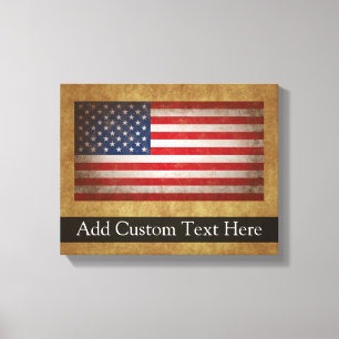 Vintage amerikanische Flagge mit individuellem Tex Leinwanddruck