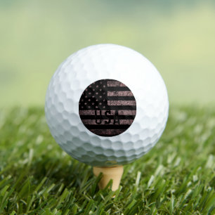 VINTAGE amerikanische Flagge mit schwarzem und ros Golfball