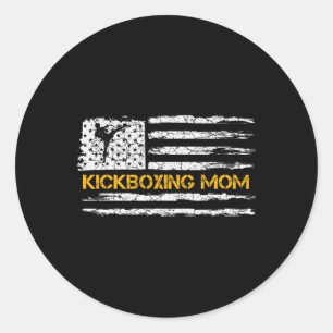 Vintage-Amerikanische-Flagge-Mma-Kickboxen-Kämpfer Runder Aufkleber