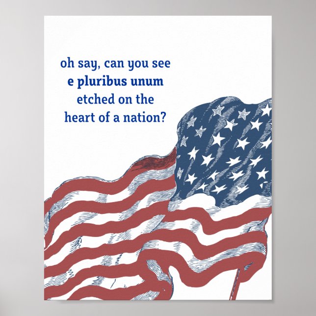 Vintage amerikanische Flagge Motivierend Sprichwor Poster (Vorne)