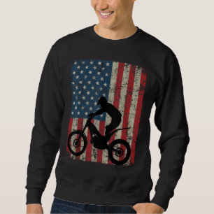 Vintage amerikanische Flagge Motocross Motorrad 4. Sweatshirt