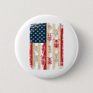 Vintage-amerikanische Flagge Motorrad Biker USA 4. Button