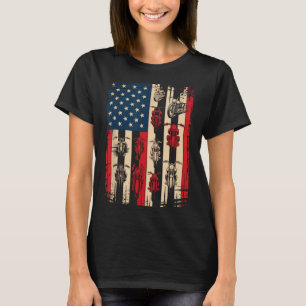 Vintage-amerikanische Flagge Motorrad Biker USA 4. T-Shirt